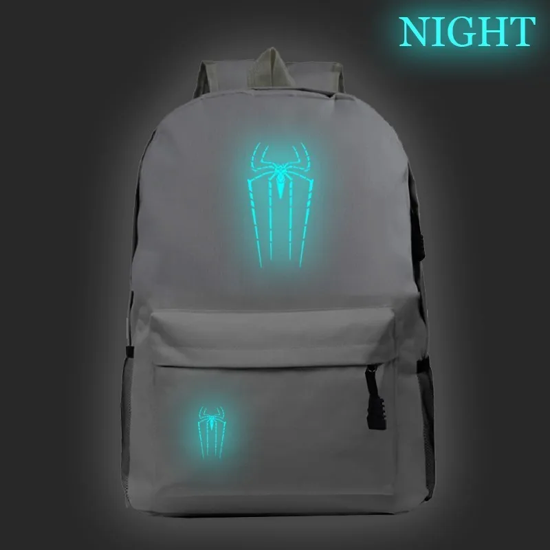 Marvel, супергерой, Sac a Dos, рюкзак для путешествий, для мужчин, для ноутбука, для женщин, Mochila, светящийся, Человек-паук, 3N, школьные сумки для девочек-подростков