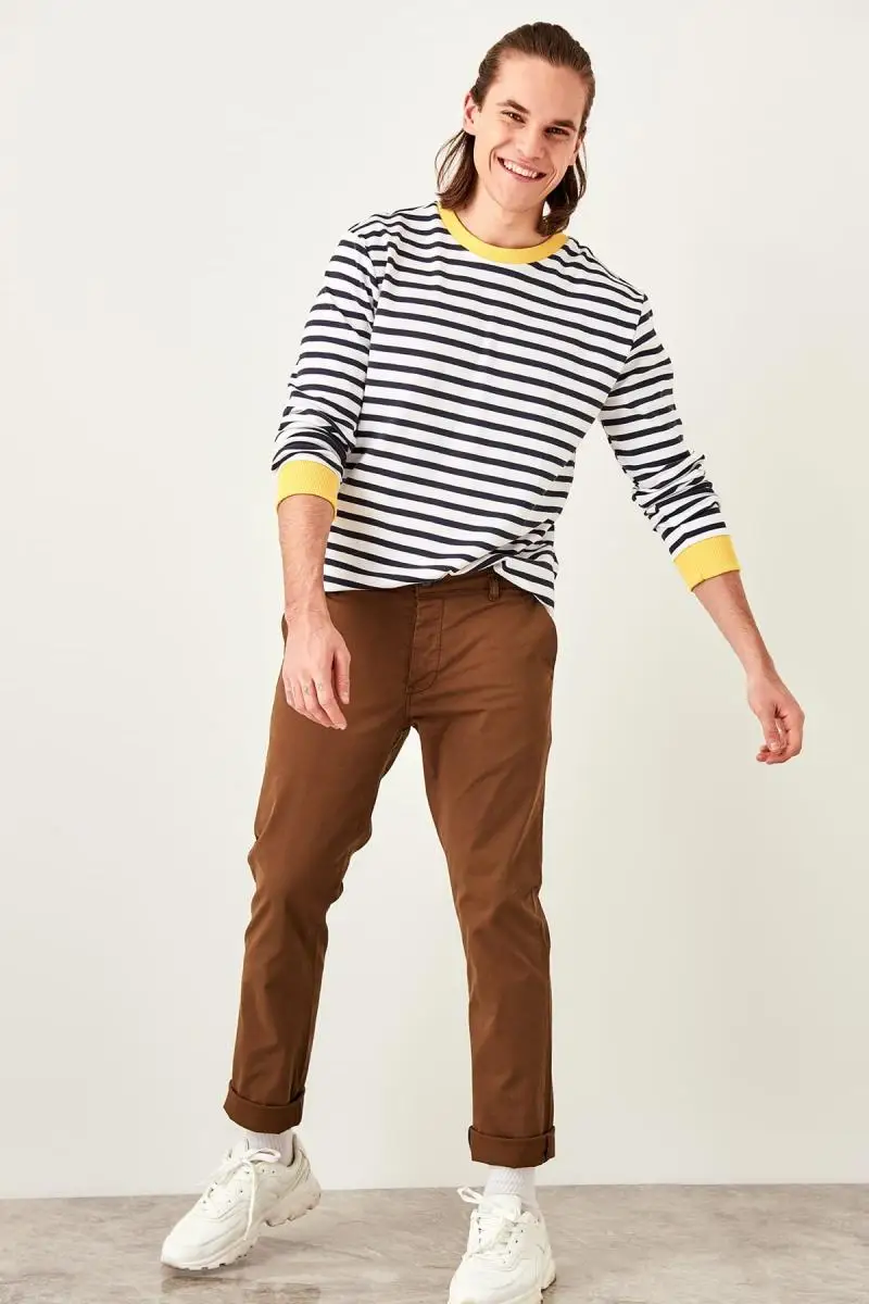 Trendyol Camel мужские узкие брюки Чино TMNSS19TX0033 | Женская одежда