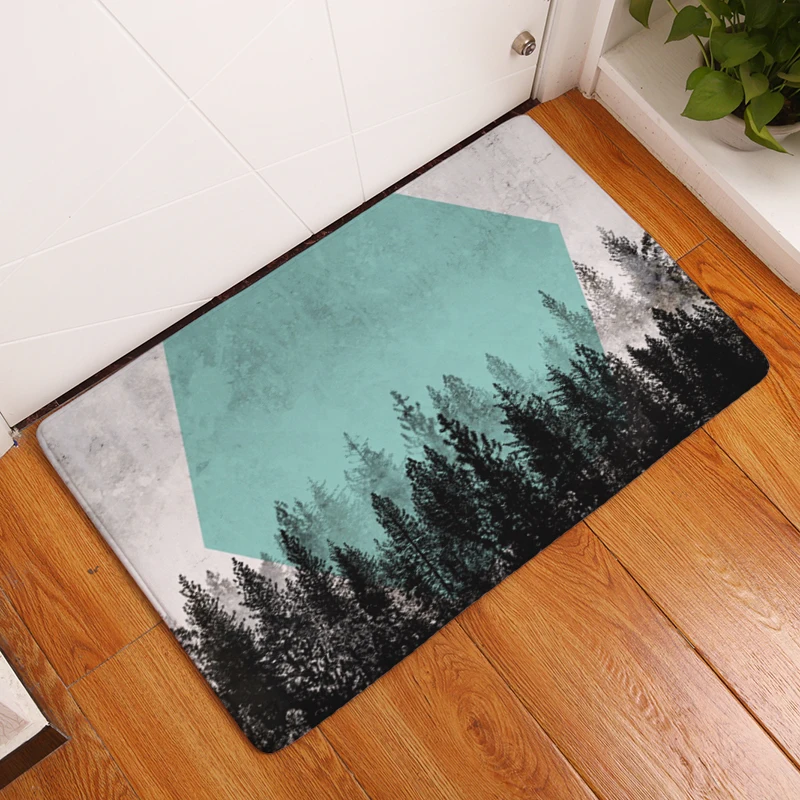 

Foot Pattern Landscape Geometry Printed Bathroom Kitchen Carpets Footmats Cat Floor Mat For Living Room Anti -slip Wallpaper