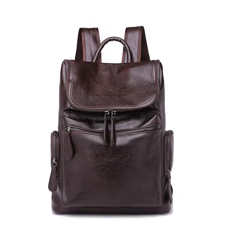 

14inch Laptop Backpack Men PU Leather Travel Bag Fashion Waterproof School Bags Casual Backpacks for Teenager Male Bagpack