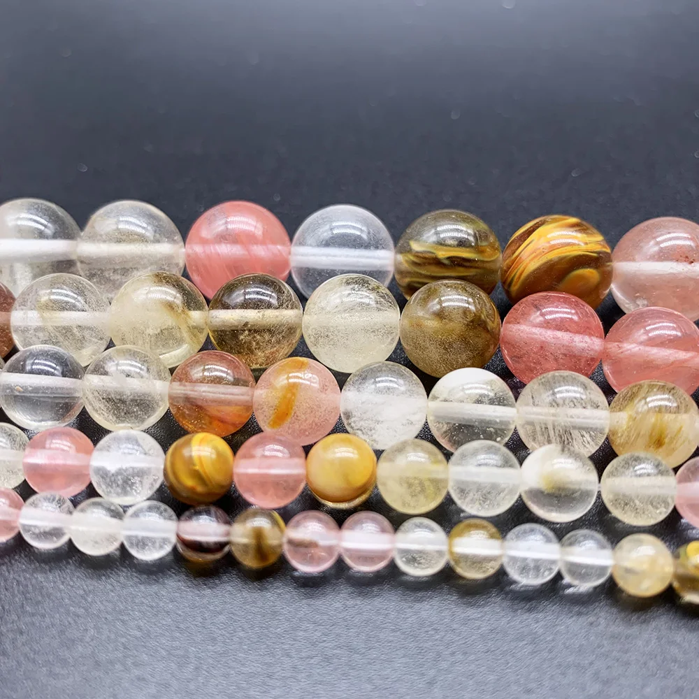 

4-12mm Natural Mixed Color Watermelon Crystal Loose Beads Stone Round Loose Beads Round Bead for DIY Jewelry Making Accessories