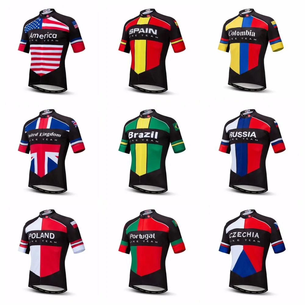 

Spain 2019 cycling jersey Men Mountain Bike jersey Pro MTB Bicycle Shirts Short sleeve Team Road Tops Summer Colombia Russia red