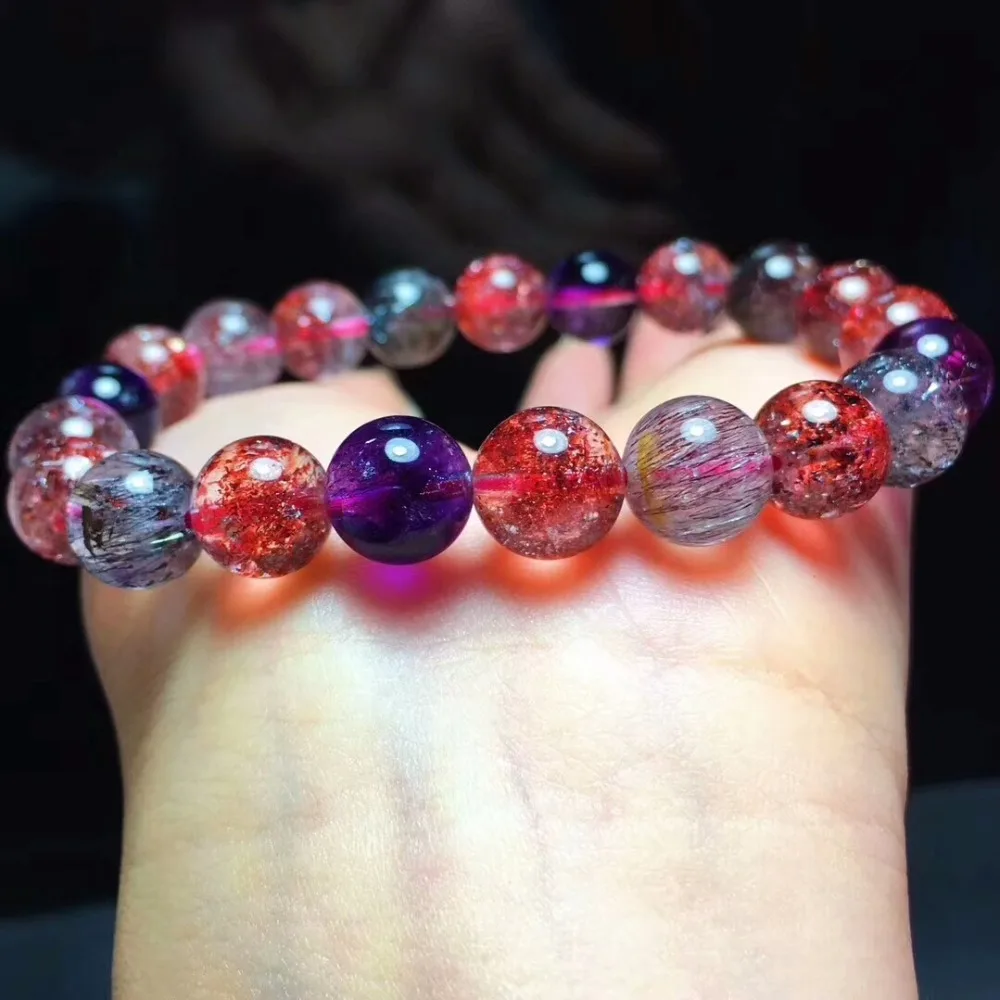

Natural Lepidocrocite Quartz Women Reiki Stretch Super 7 Seven Melody Stone Man Round Beads Bracelets Certificate Aaaaaa 9mm