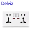 Delviz EU standard universal socket, multi-functional international two five-hole socket, switch control socket, AC 100~250V 13A ► Photo 1/5
