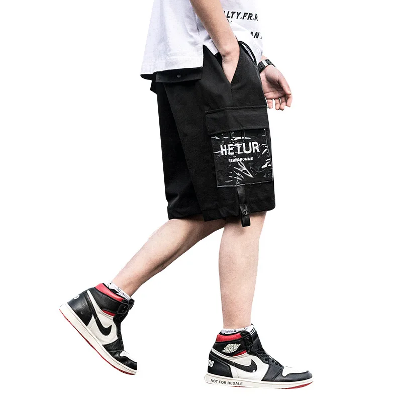 

Ins super fire tooling shorts men's tide brand loose street hip hop full letter print student casual five pants