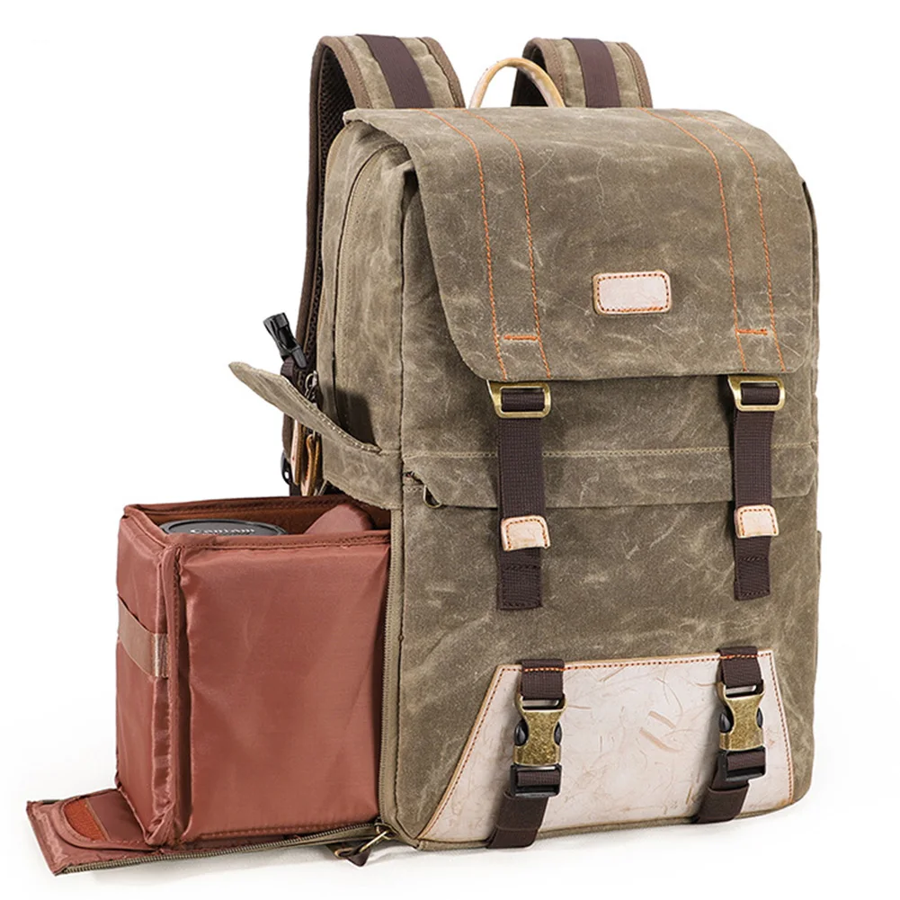 

SOAEON Camera Bag Retro Waterproof Photographic Canvas Casual Shoulder Bag Lens SLR Digital Backpack Camera Bag