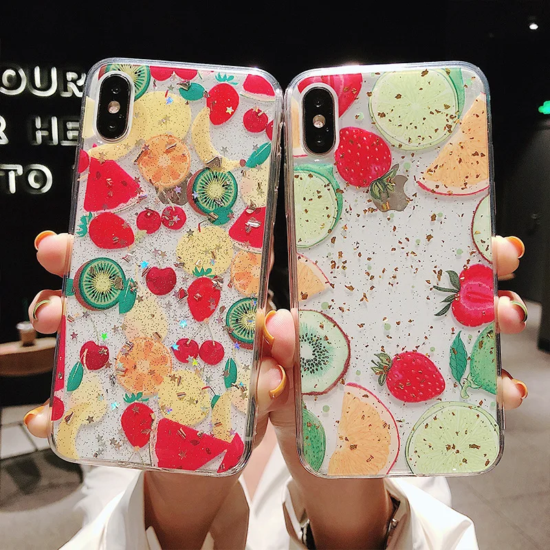 

Summer Fruit Epoxy Soft Case Mobile Shell for iPhone X XS XR XS Max 8 7 6 6S Plus Drop Protection Case
