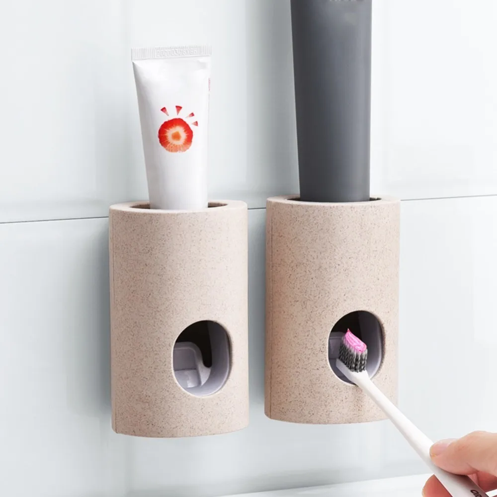 

Dust-proof Automatic Toothpaste Storage Toothpaste Dispenser Toothbrush Holder Wall Mount Stand Squeezers Toothpaste