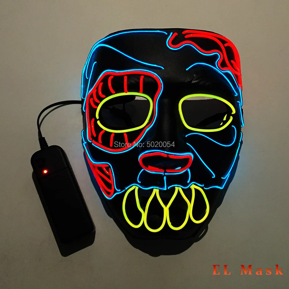 

GZYUCHAO EL Halloween Multicolor EL cold Mask Light Up Flashing Mask Horror Face Mask With DC-3V 2AA batteries