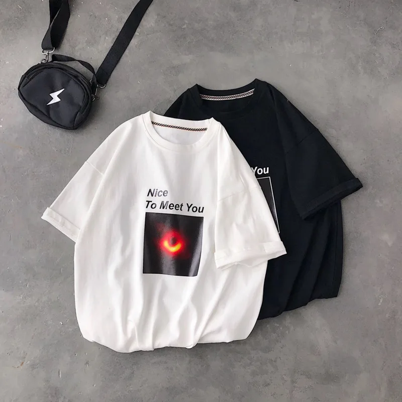 

2019 The New Listing Spring And Summer Cotton Chinese Style Men's Sports Black Hole Printing T-shirt Simple Casual Harajuku Best