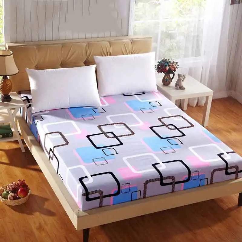 

Geometric Mattress Cover Simple Cotton Protector Bed Bug Proof Dust Mite Mattress Pad Cover for Mattress Bedspread 180x200cm 45