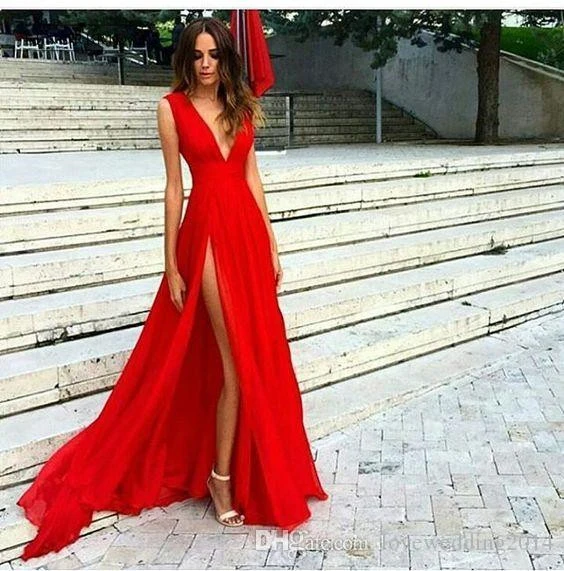 Cheap Red Prom Dresses 2021 Gala Jurken Sexy Deep V Neck Special Occasion  Dress A Line Vestido Formatura Formal Gowns|Prom Dresses| - AliExpress