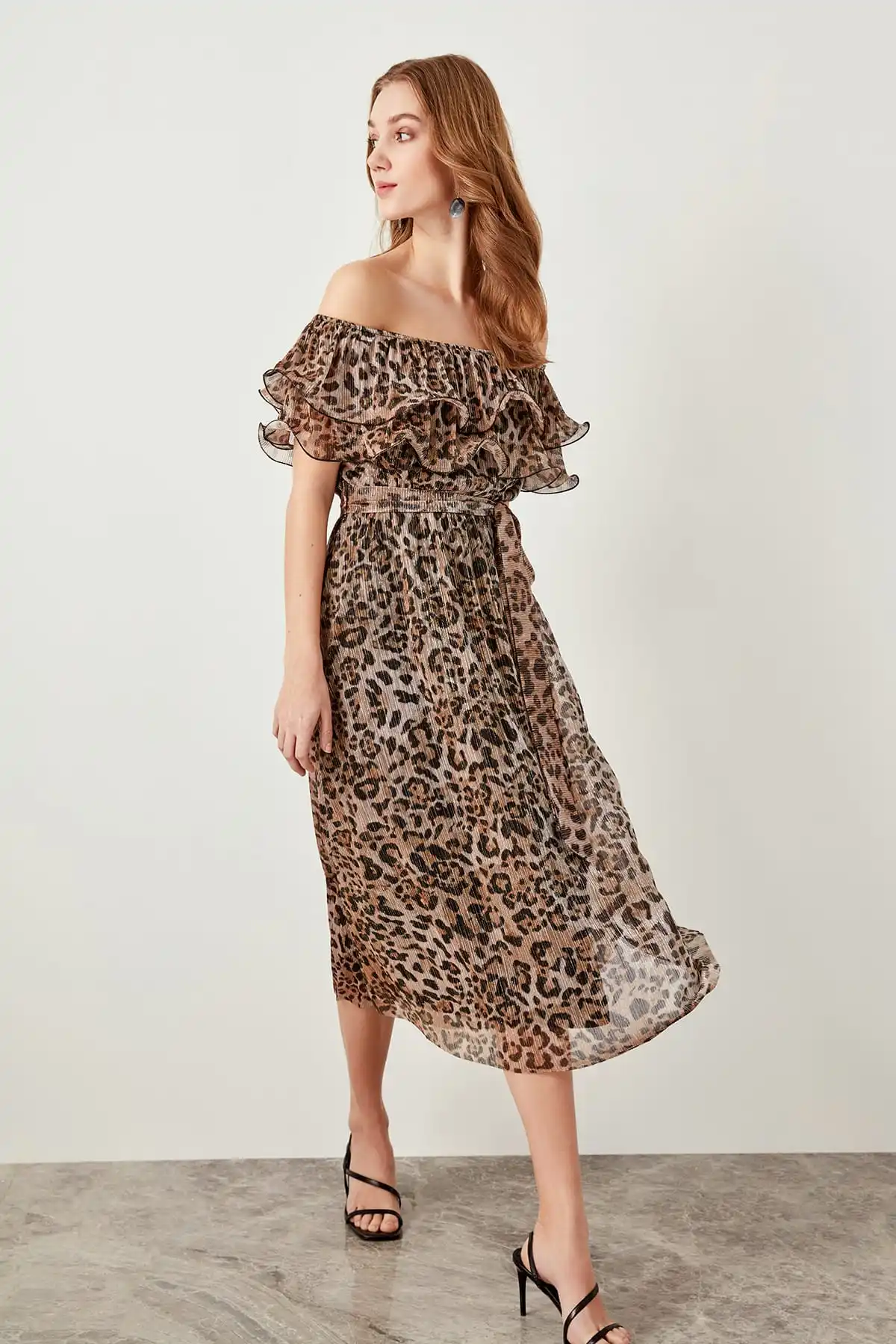 

Trendyol Leopard Pattern Lurex Dress TPRSS19LJ0019