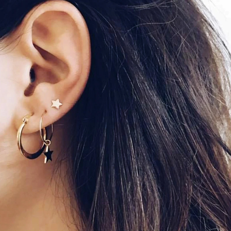 Серьги женские круглые золотистые гипоаллергенные 1 комплект|Серьги-кольца| |