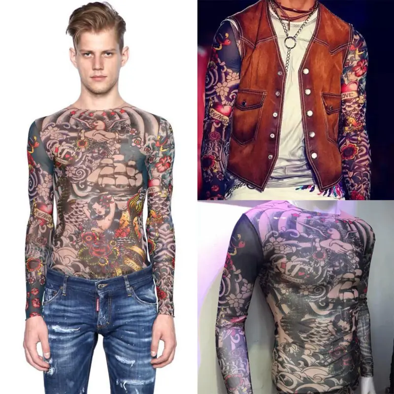 

Fashion Tattoo Tops Fit Tattoo 2018 Slim Men Temporary Nylon Print Women T-Shirt Tattoo Slim Fit T-Shirt Tattoo Print Men Women