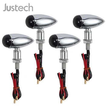 

Justech 4pc Motorcycle Bullet Indicators Bulb Light Turn Signal For Harley Bobber Cafe Racer Chopper Cruiser