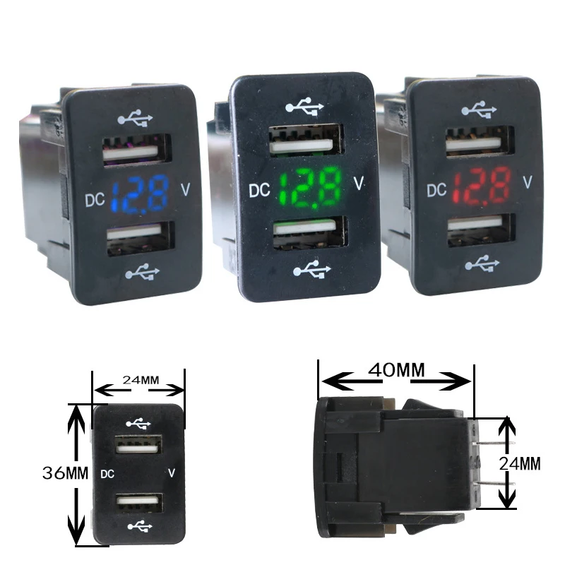 DC 12 24V двойной USB порт со светодиодным цифровым вольтметром монитор автомобильное
