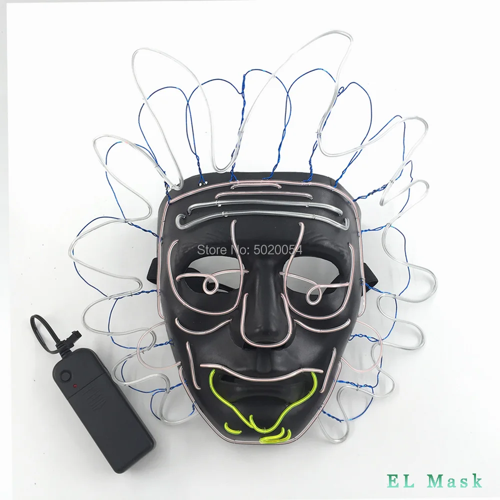 High Quality Movie&TV Rick and Morty EL Wire Glowing Mask Cosplay Rick Flashing Masks Halloween Party Collection Props