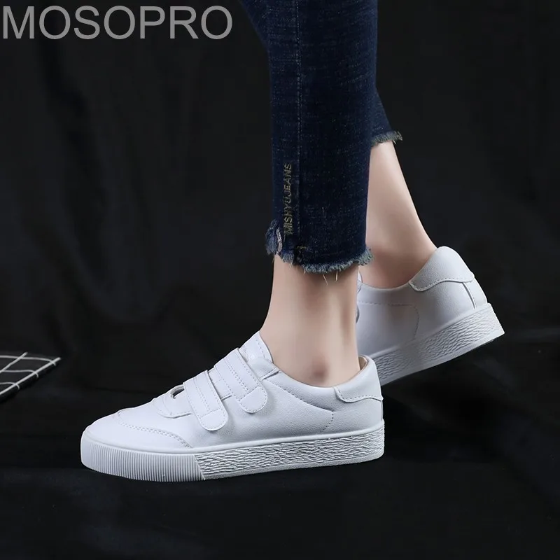 

MOSOPRO Women White Sneakers Spring Sports Shoes Summer Skateborad Shoes Running Tennis Shoes Walking Sneakers Hook-Loop S014
