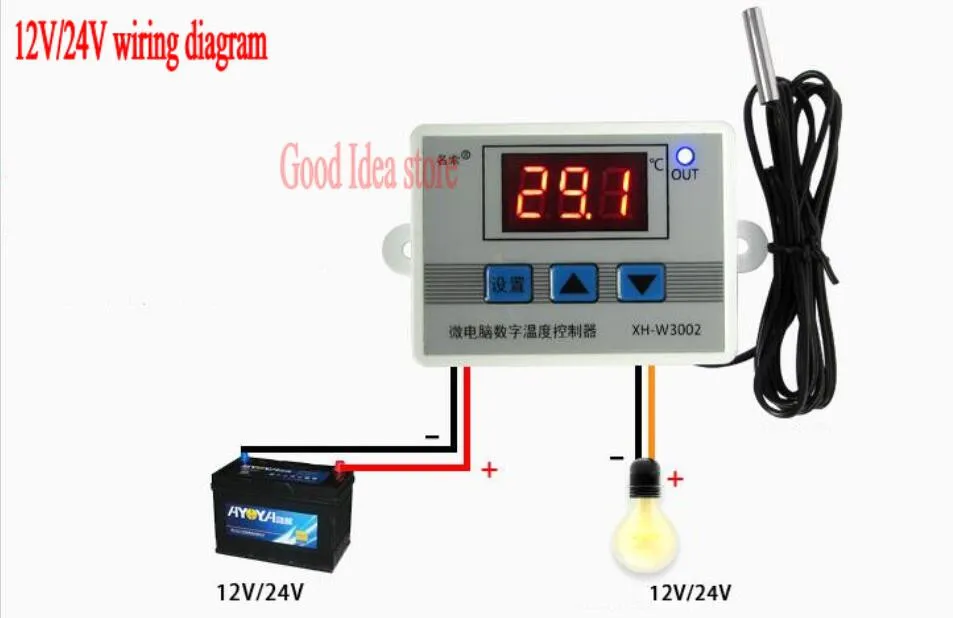 220 в 12 В 24 В W3002 цифровой Светодиодный контроль температуры ler 10A термостат переключатель управления Зонд с водонепроницаемым датчиком