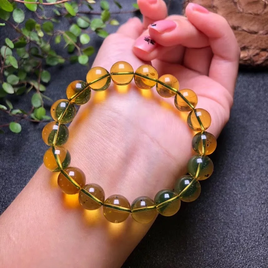 

11mm Natural Blue Amber Bracelet From Mexico For Woman Man Gift Healing Stone Round Beads Gemstone Bracelet Aaaaa Certificate