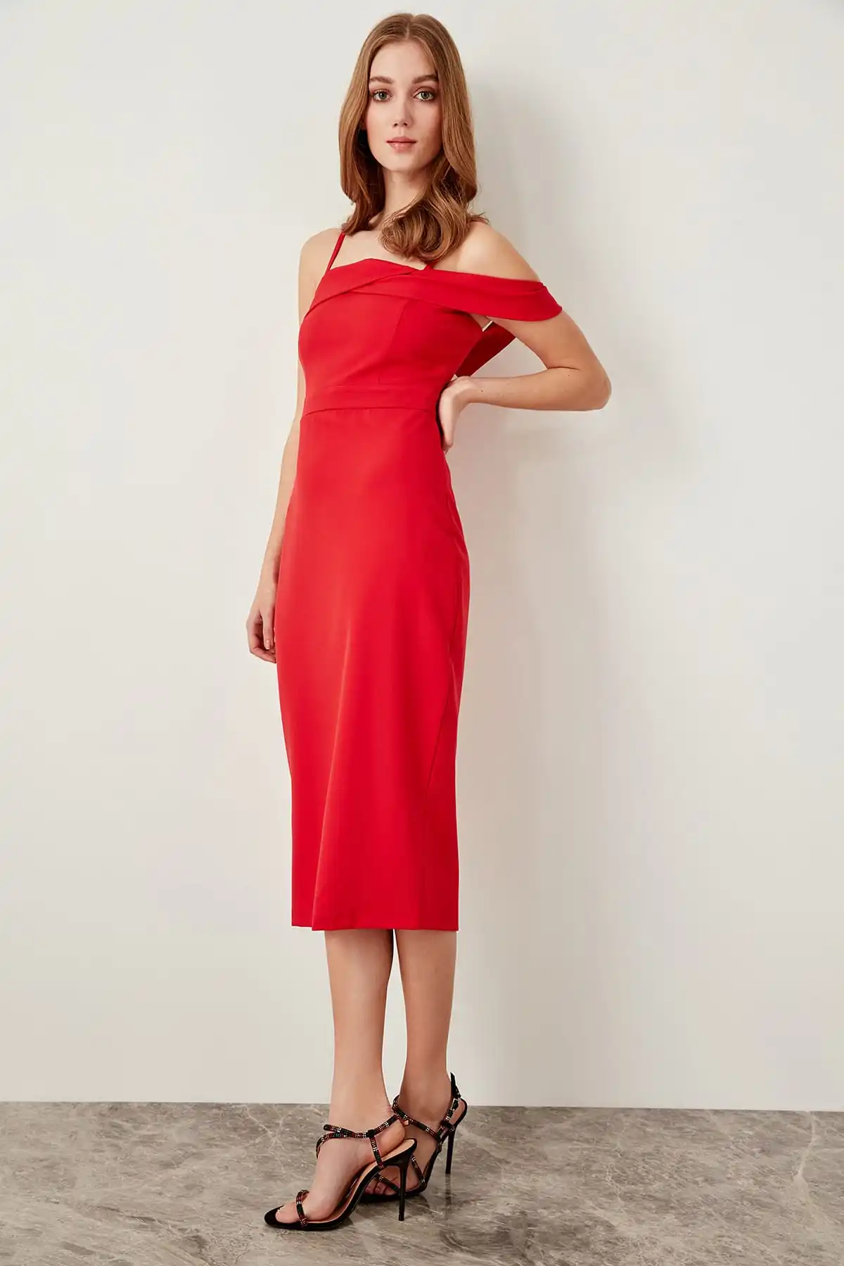 

Trendyol Advanced Arm Red Dress TPRSS19FZ0069