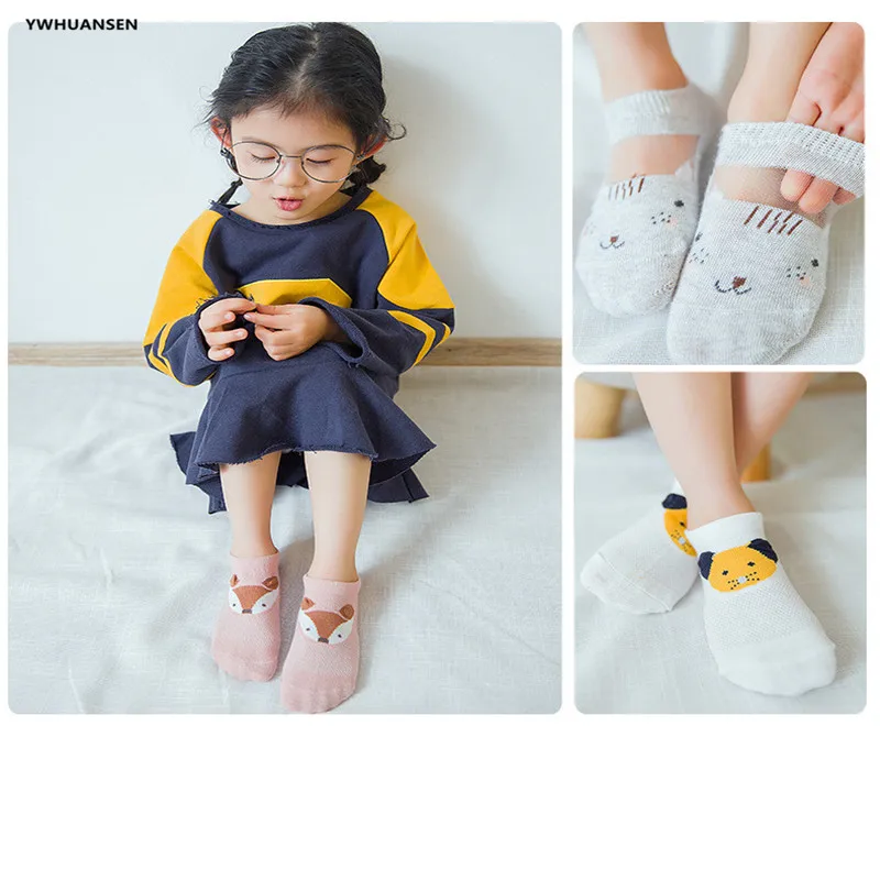 Girls Kids Cotton Mesh Boat Socks 5 Pairs