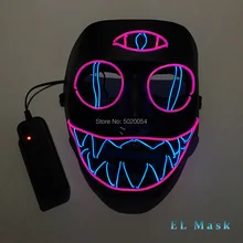 GZYUCHAO EL, креативный подарок, многоцветная светодиодная маска на Хэллоуин, маска клоуна в ужасе, с DC 3 V, EL Driver, для карнавала, украшения