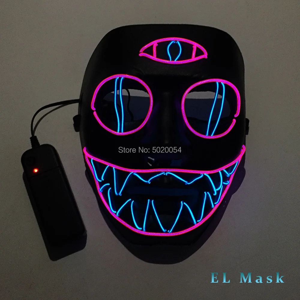 

GZYUCHAO EL Creative Gift Multicolor Halloween led mask horror clown mask with DC 3V EL Driver for Carnival Decoration
