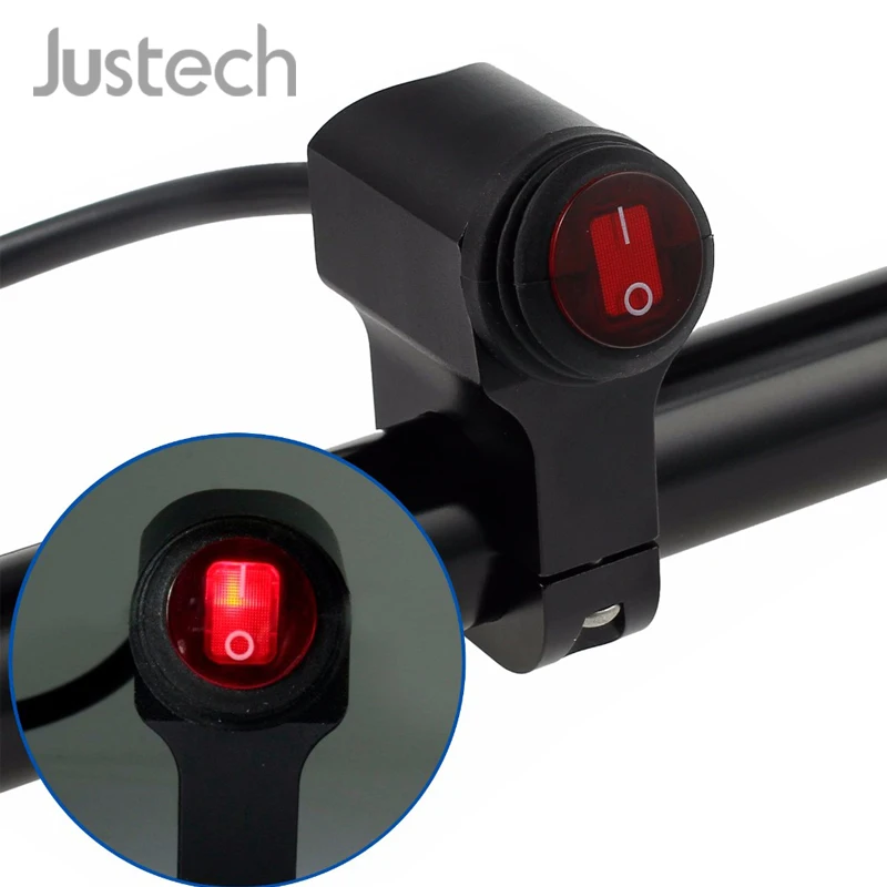 Justech 12V Motorcycle Handle Switch Light Trail Indicator Grip Waterproof ATV Handlebar Headlight Fog Spotlight On Off | Автомобили и