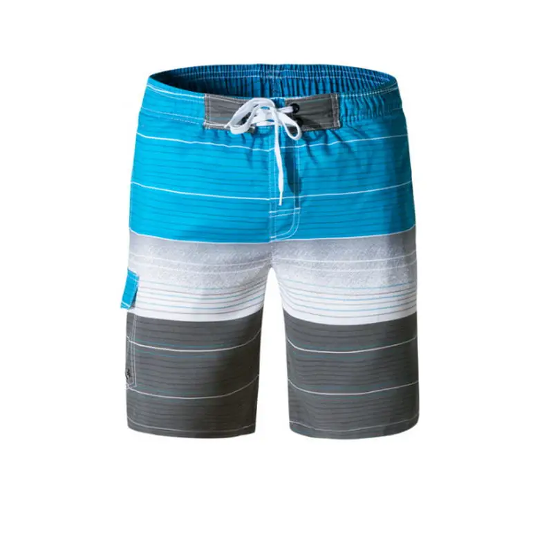 2018 Summer Style Casual Men Shorts Beach Stripe printing Board Quick Drying Polyester Boardshorts plus size swimwear | Мужская одежда