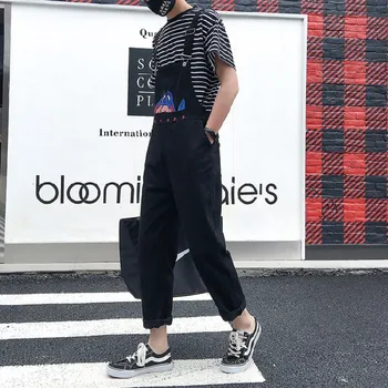 

2019 Spring And Summer New Couple Korean Version Of Hip Hop Tooling Cotton Printed One-piece Suspenders M-2XL Size Joggers Best