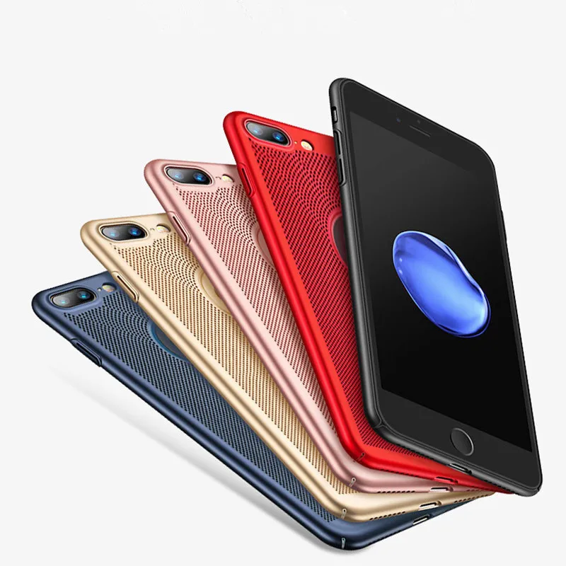 

Ultra Slim Phone Case For iPhone 6 6s 7 8 Plus Hollow Heat Dissipation Cases Hard PC For iPhone 5 5S SE Back Cover Coque X S MAX