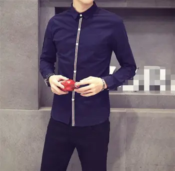 

Korean Men's Casual Shirts T-Shirts Solid Long Sleeve Slim Tops Sleeve Casual O Neck cotton Fitness Tshirt Sportwear