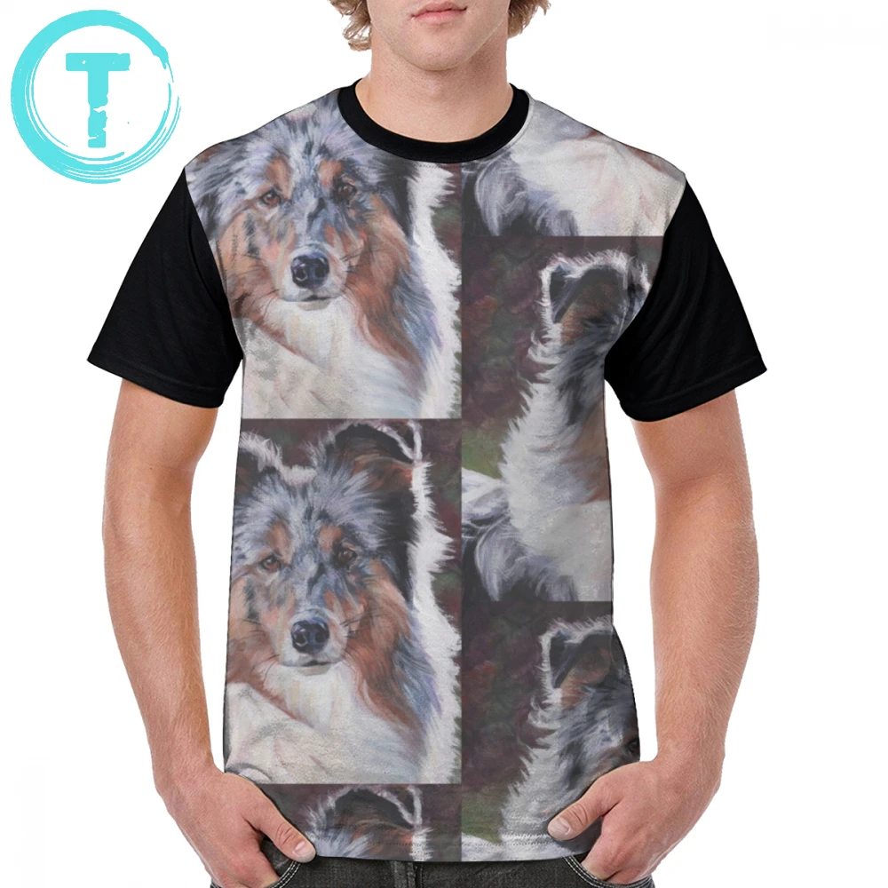 

Sheltie T Shirt Shetland Sheepdog Sheltie Fine Art Painting T-Shirt Men Big Graphic Tee Shirt 100 Percent Polyester Graphic Tshirt