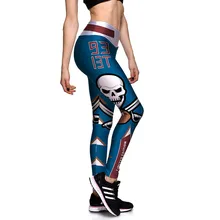 S-XL леггинсы с Высокой Талией Модные с принтом черепа буквы регби, футбол брюки для фитнеса тренировочные женские леггинсы