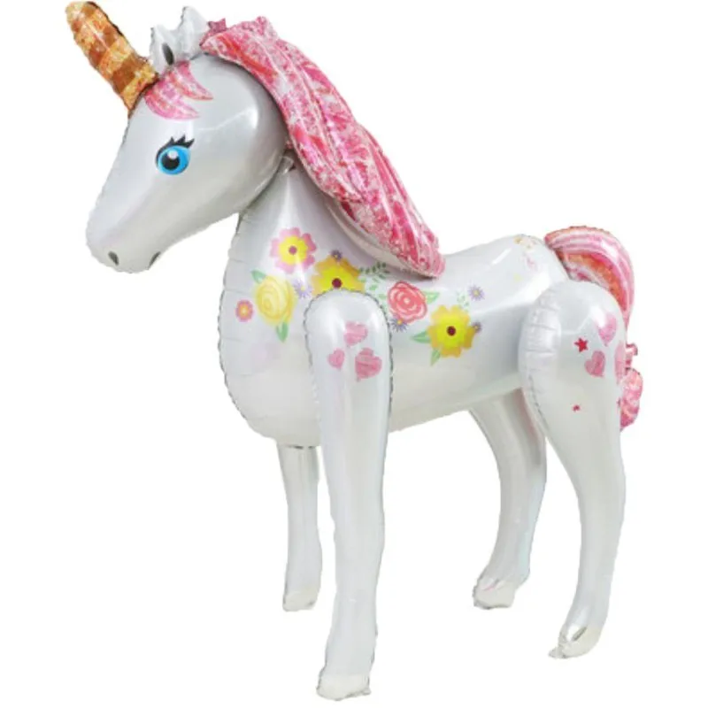  1pc Large 3D Standing Unicorn Aluminum Foil Balloons Birthday Party Decorations Kids Unicorn Party 