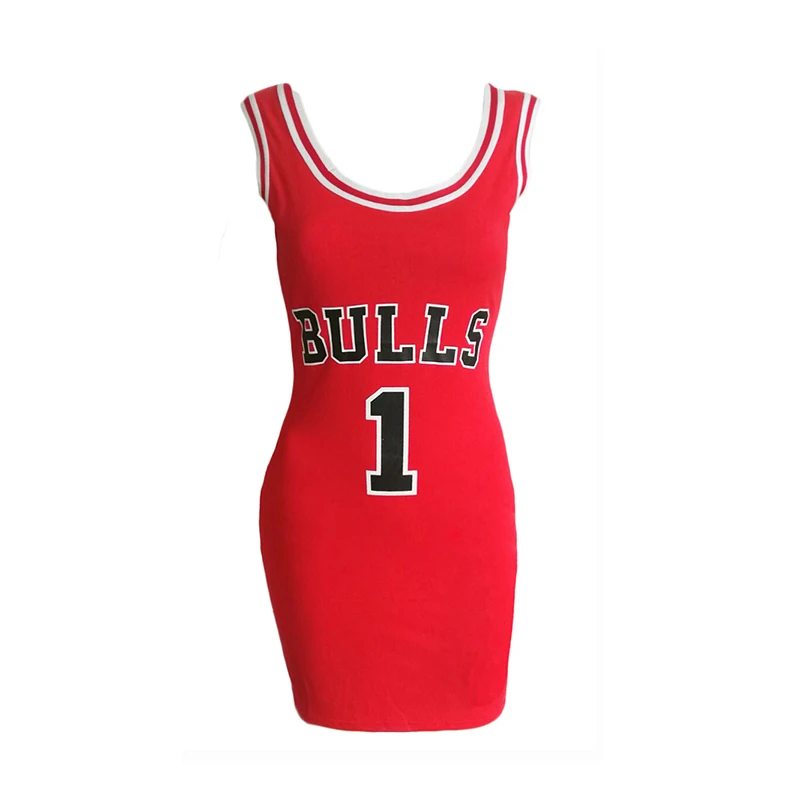 

2019 Women Letter E Bulls Print Sporting Summer Dress Cut Jersey Above Knee Length Black White Red Tunic Dresses Style Vestidos
