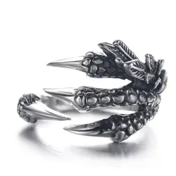 Горячая Панк Винтаж пикантные когти дракона Для мужчин кольцо новое кольцо серебро Нержавеющая сталь Для женщин кольца унисекс ювелирные