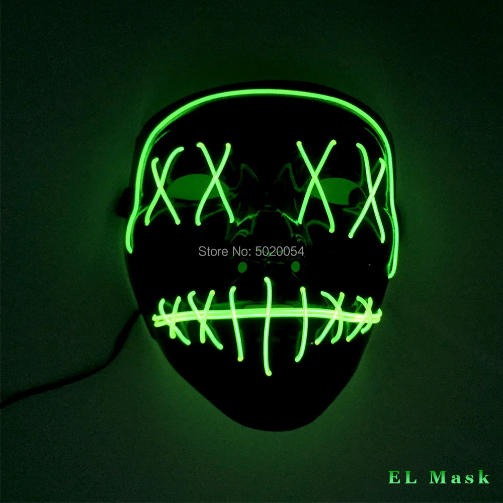 

GZYUCHAO EL 10 Colors Mask accessories LED Light Up Mask Terror Theme Party decorative face masks For Halloween Party