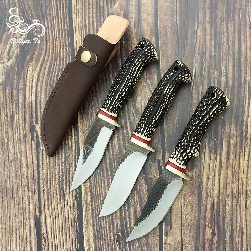 

Diliget.Te Antlers Pocket Outdoor Hunting Straight Knife Survival Household Tactical Survival Knives Military Camping Tool Saber