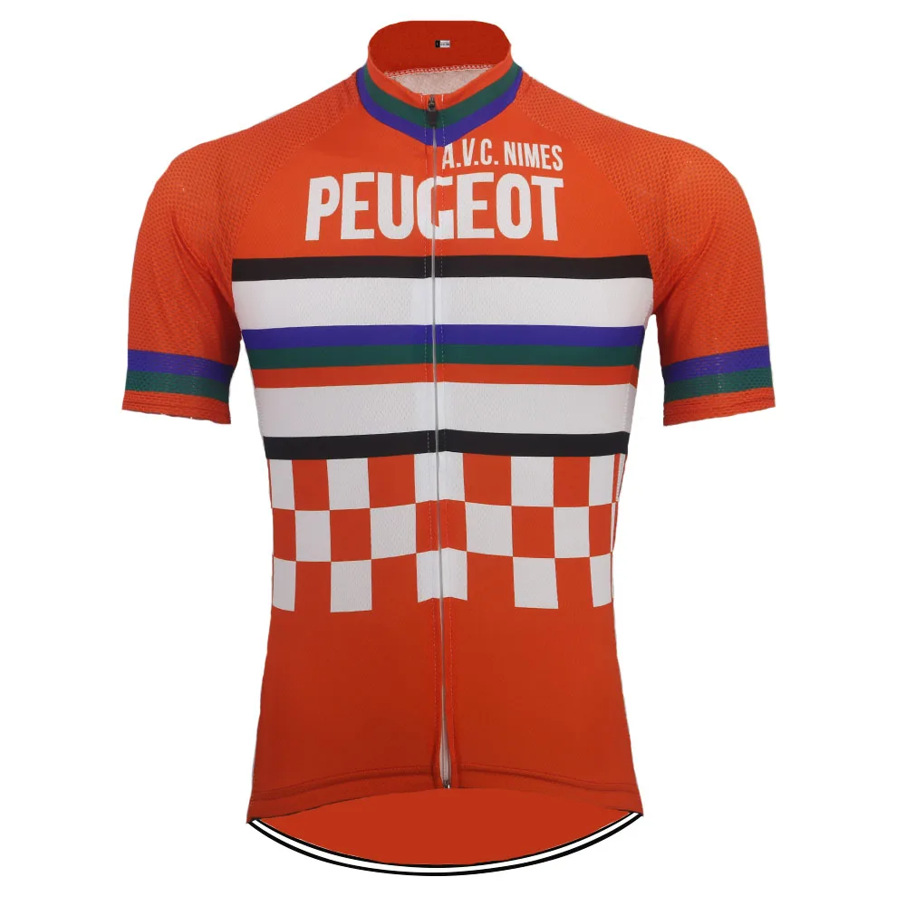 

NEW Retro PEUGEOT men cycling jersey Summer Orange racing bicycle clothes Breathable Maillot ciclismo Race pro ropa Ciclismo