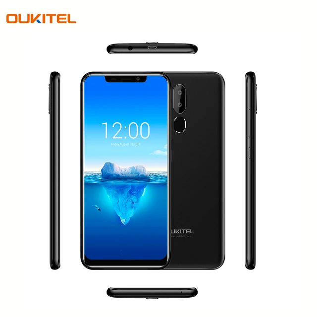 Смартфон OUKITEL C12 Plus Black отличная двойная камера 8+2Мп, сканер отпечатка пальца и функция распознавания лица - Face ID Unlock