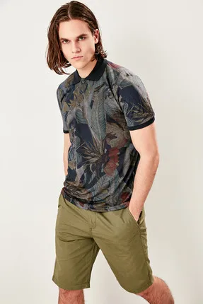 

Printed Black Men's Polo T-shirts TMNSS19QA0015