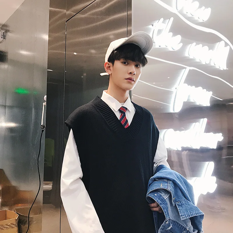 2019 Summer New Listing Korean Version Of The Couple Male Loose Hip Hop Cotton Sleeveless Vest Sweater M-XL Size Men Discount | Мужская