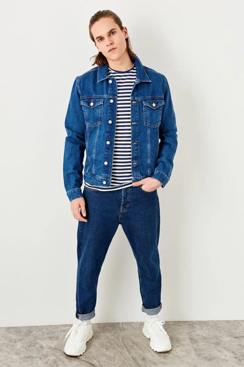 Trendyol Denim Tmnss19ry0011 Hommes Bleu De Marine Veste qr7RBqOU