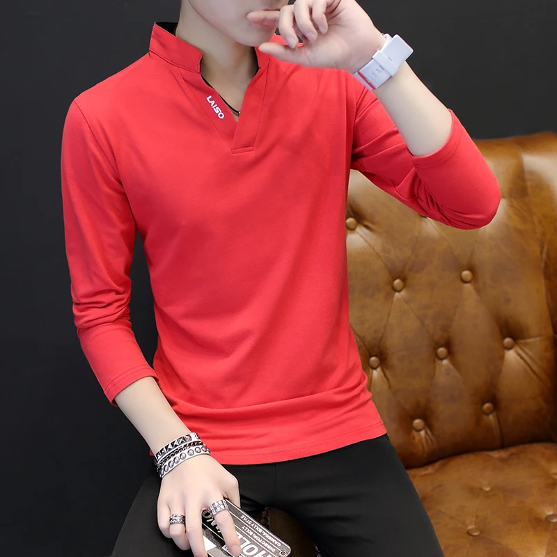 Высококачественная брендовая мужская рубашка поло, приталенная Однотонная рубашка поло с длинным рукавом и стоячим воротником, рубашка Camisa Polo Grande 5XL