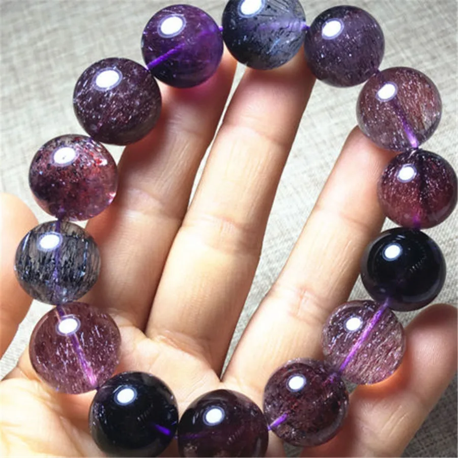 

Genuine Natural Super Seven 7 Melody Stone Bracelets 16mm Women Men Stretch Crystal Round Bead Bracelet Drop Shipping