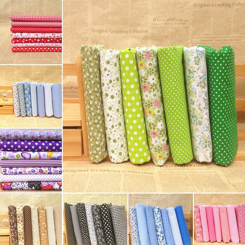 

7pcs 25x25cm DIY Sewing Quilting Fabrics for Patchwork Needlework Mixed Cotton Fabric Printed Cloth Handmade Crafts Accessories