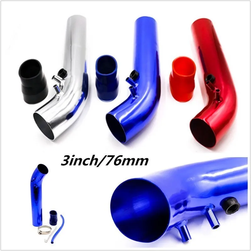 

Universal 3" 76mm Aluminum Air Intake Pipe Kit / 3 Inch Racing Car Cold Air Intake Aluminum Tube